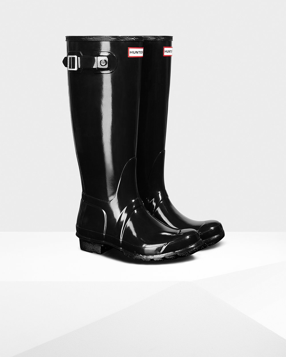 Women Hunter Original Gloss | Tall Rain Boots Black | NZ-41968-KZTM